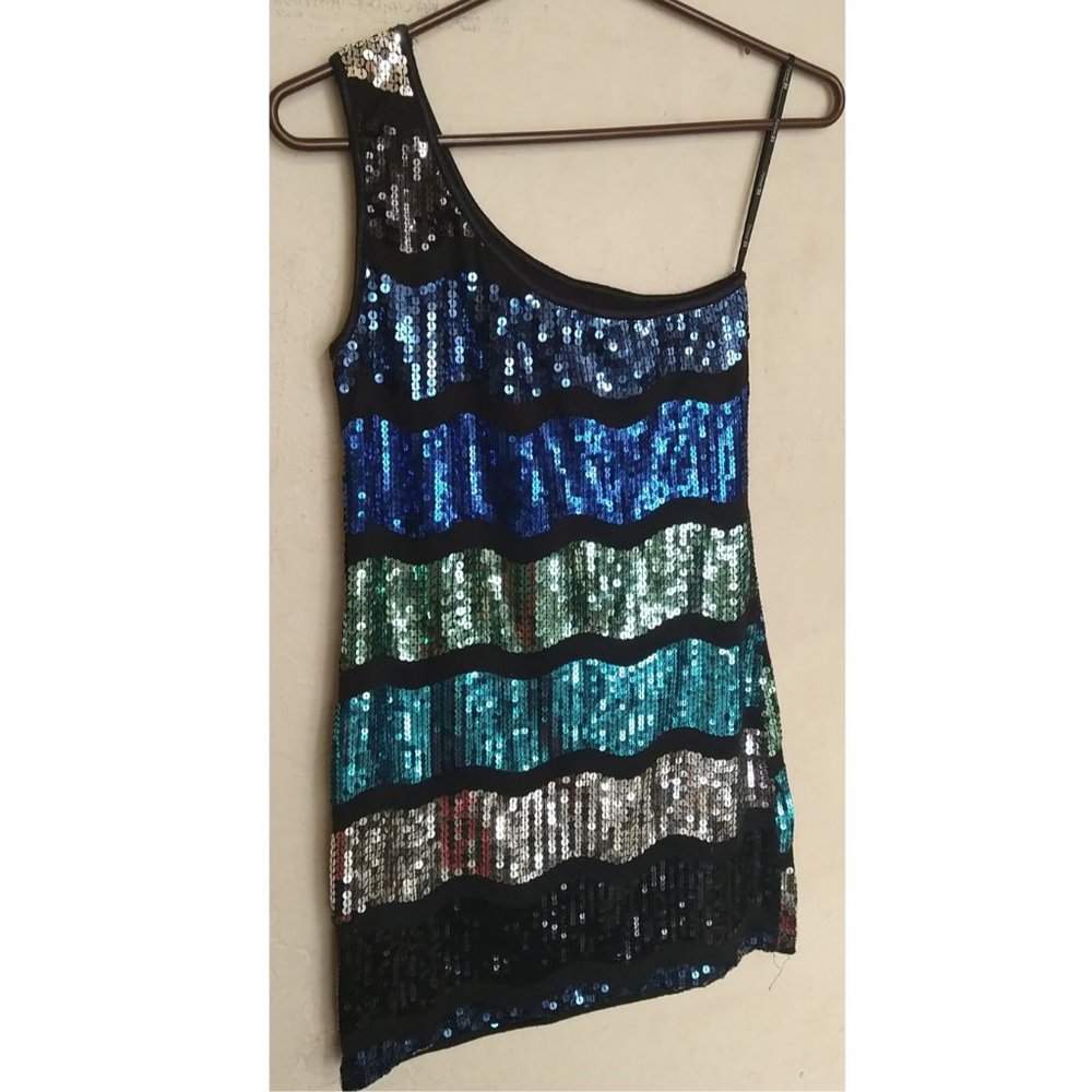 Forever 21- Sequined one shoulder dress- size LG